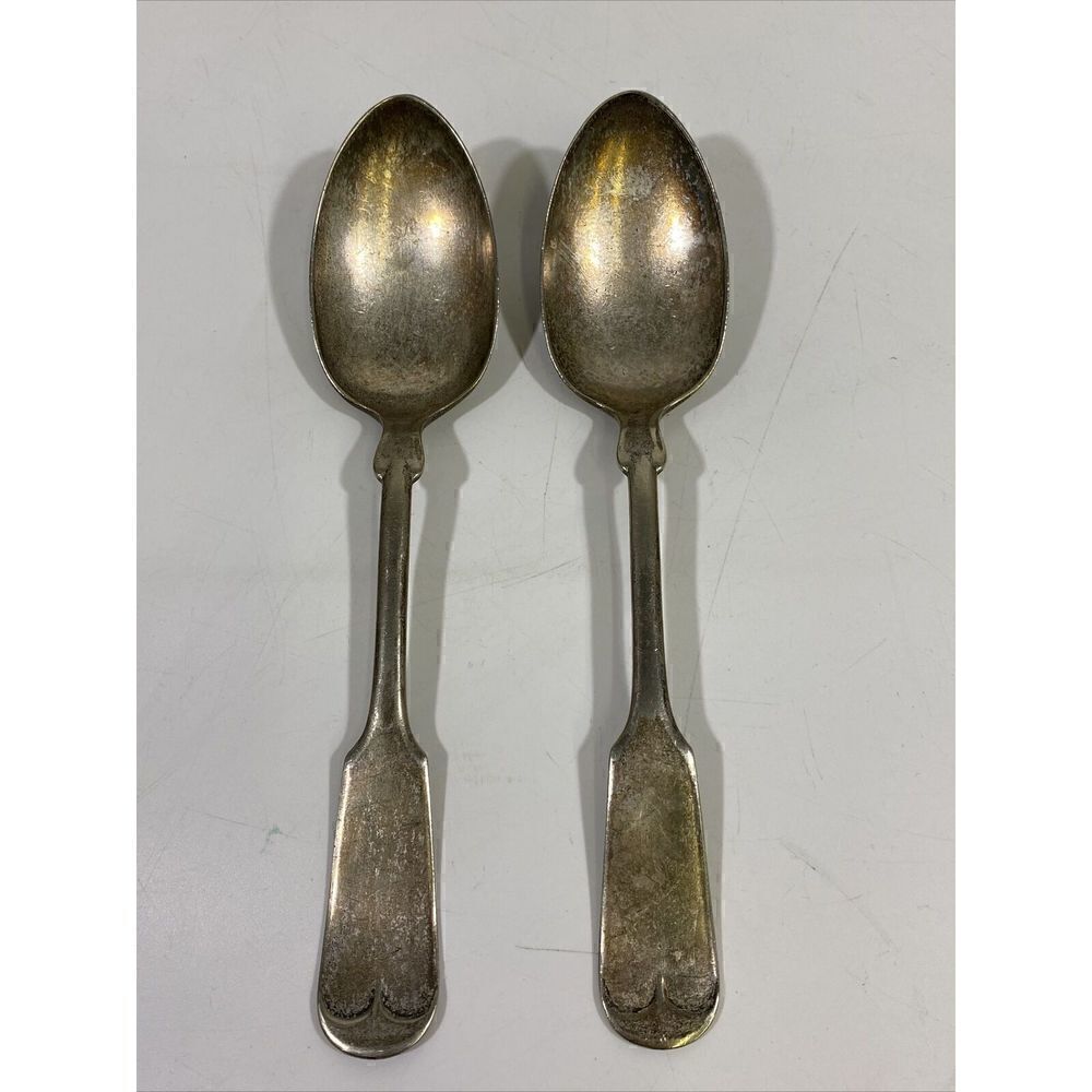 Vintage Rogers Silverplate Serving Spoon Set (2) Tipped Pattern Anchor AA 8”‎